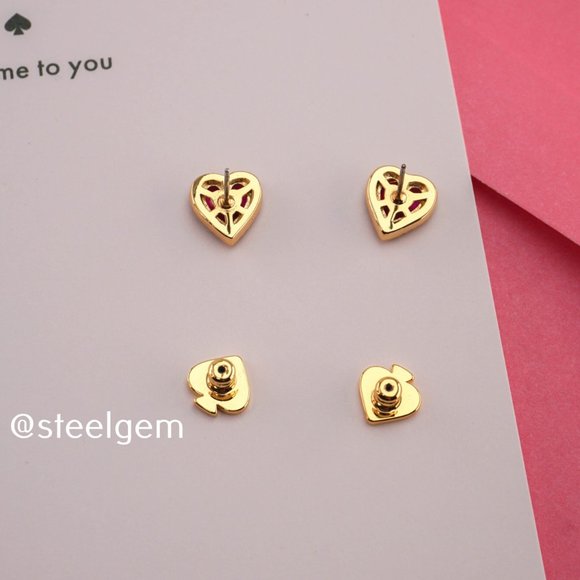 NEW Kate Spade ♠️ Spell It Out Heart Stud Earrings NWT - Picture 5 of 7
